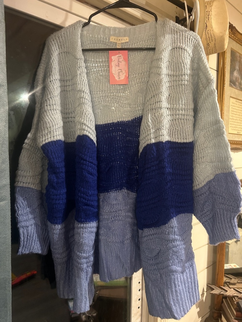 Promesa Blue Colorblock Open-Front Cardigan - Light Blue & Royal Blue